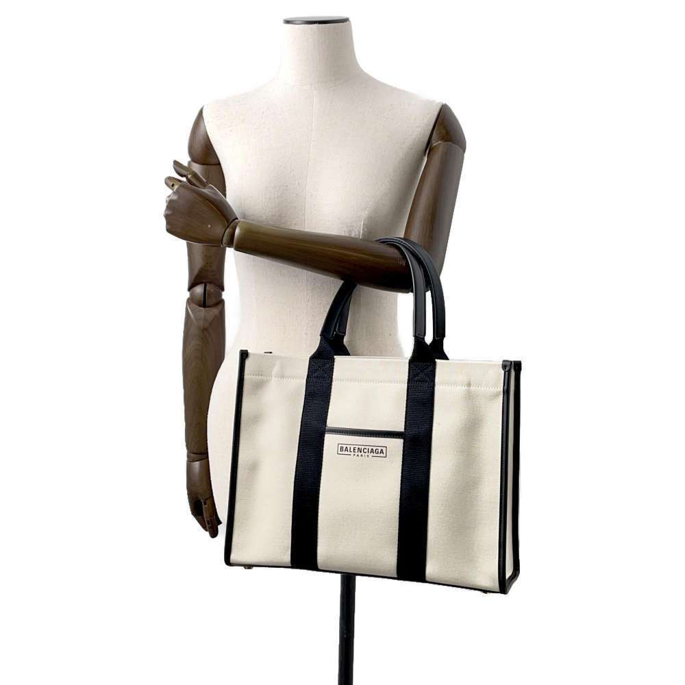 Balenciaga Tote Bag Logo Canvas Black White - Picture 4 of 11